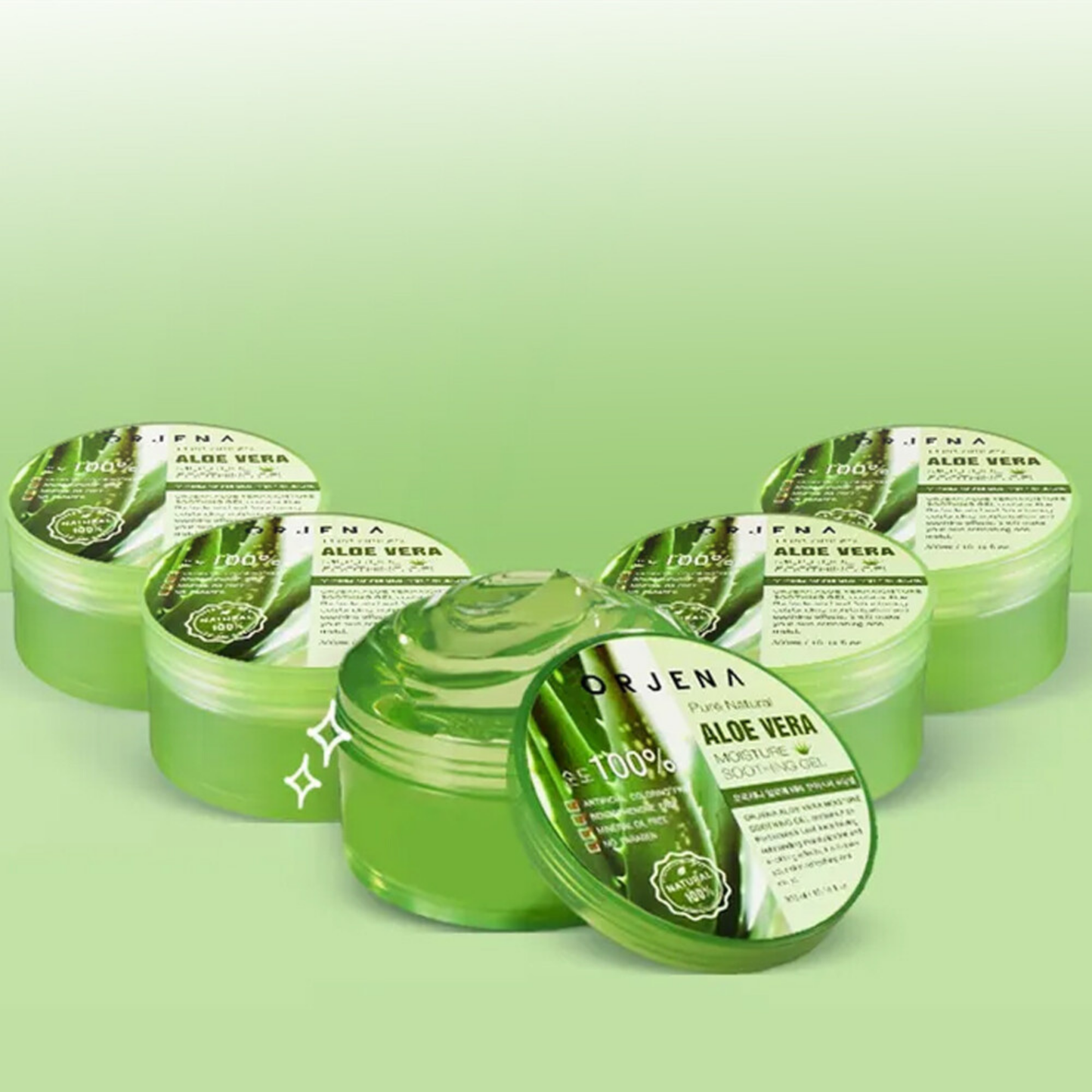 ORJENA Aloe Vera Moisture Soothing Gel 300ml – Gel Facial e Hidratante Calmante 100% Aloe Vera para Piel Sensible y Deshidratada