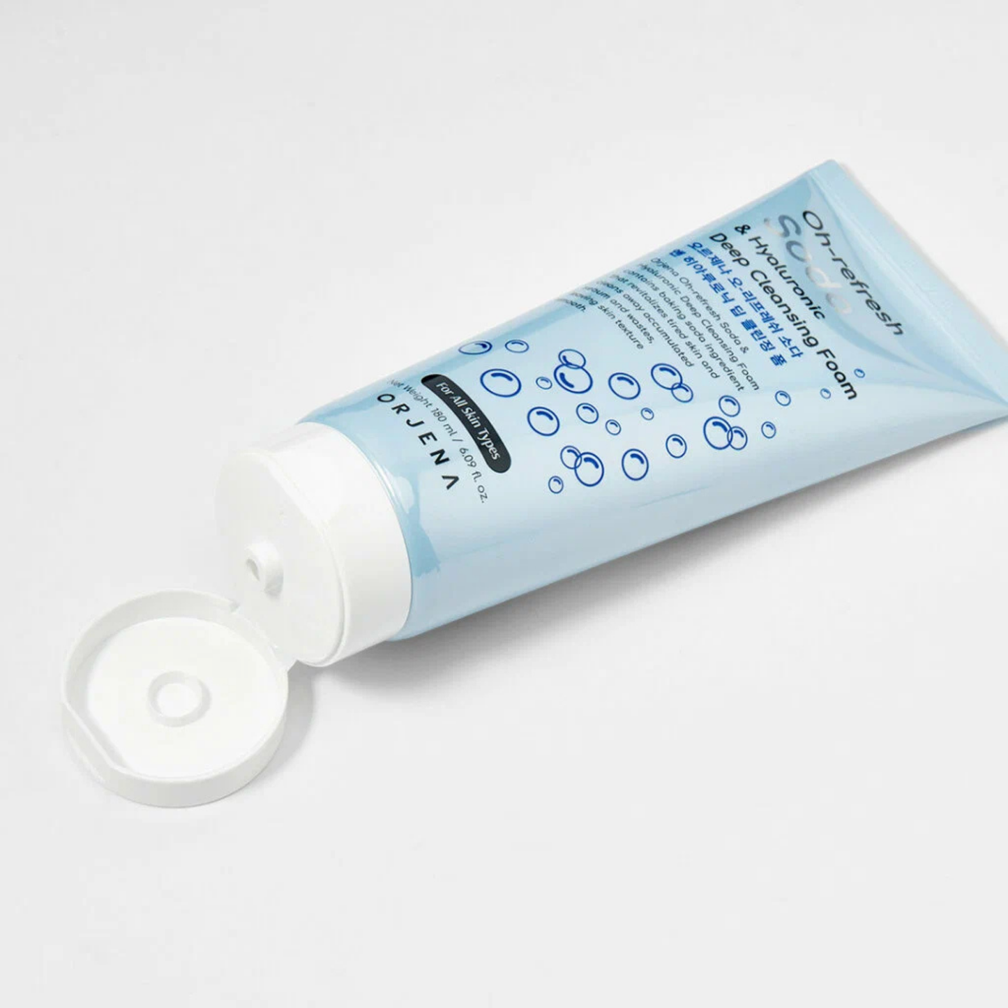 ORJENA OH-REFRESH Soda & Hyaluronic Deep Cleansing Foam 180ml – Espuma Facial Suavizante y Profunda con Bicarbonato de Sodio y Complejo de Ácido Hialurónico