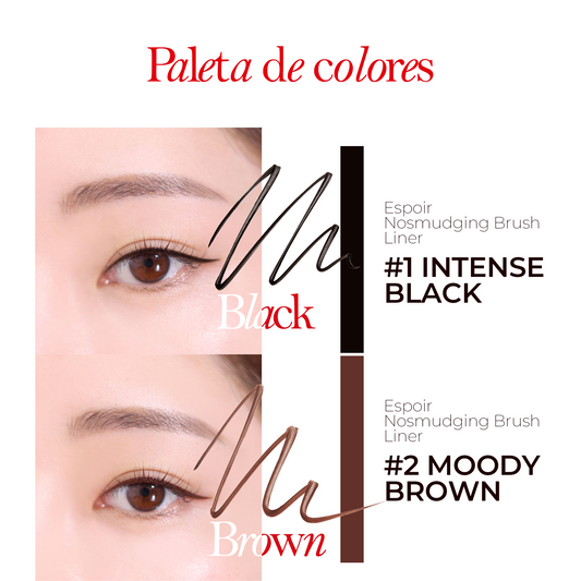 Espoir Nosmudging Brush Liner - Delineador Líquido en Pluma con Punta Brocha Ultra Precisa, Impermeable y Larga Duración