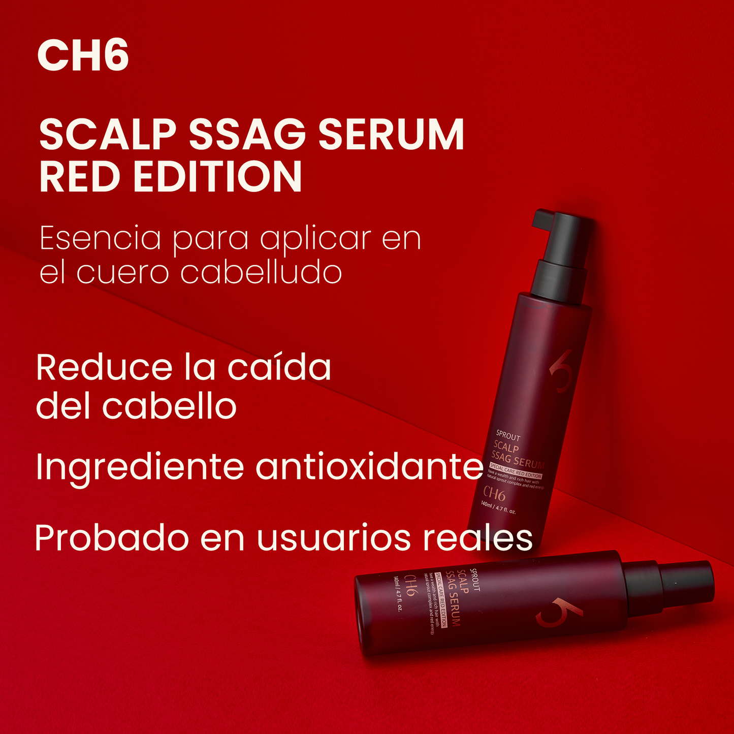 CH6 Scalp Ssag Serum Red Edition 140ml – Suero Capilar Coreano para Fortalecimiento, Anticaída y Revitalización del Cuero Cabelludo