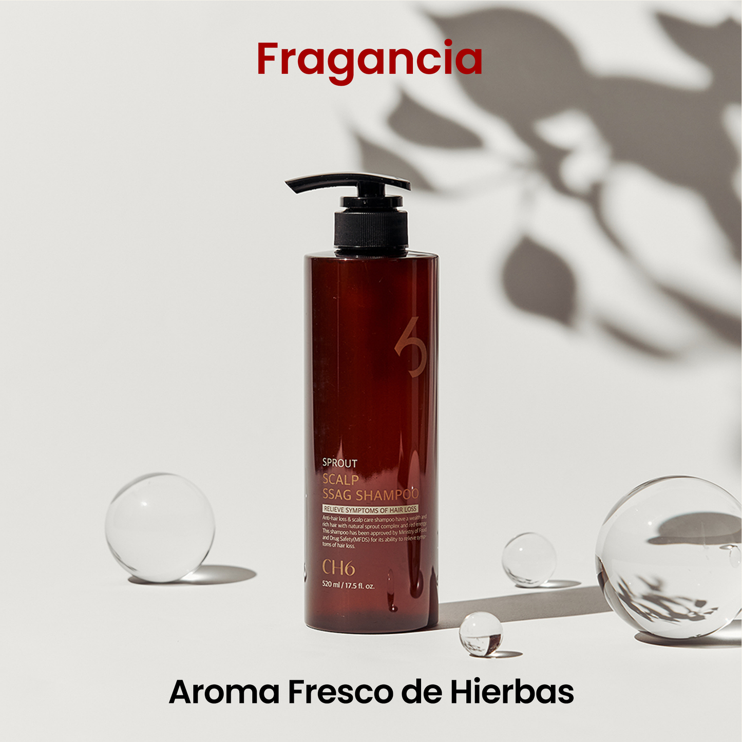 CH6 Scalp Ssag Shampoo 520ml – Champú Coreano Anticaída y Anti-Envejecimiento para Cuero Cabelludo Sensible con Extracto de Gotu Kola