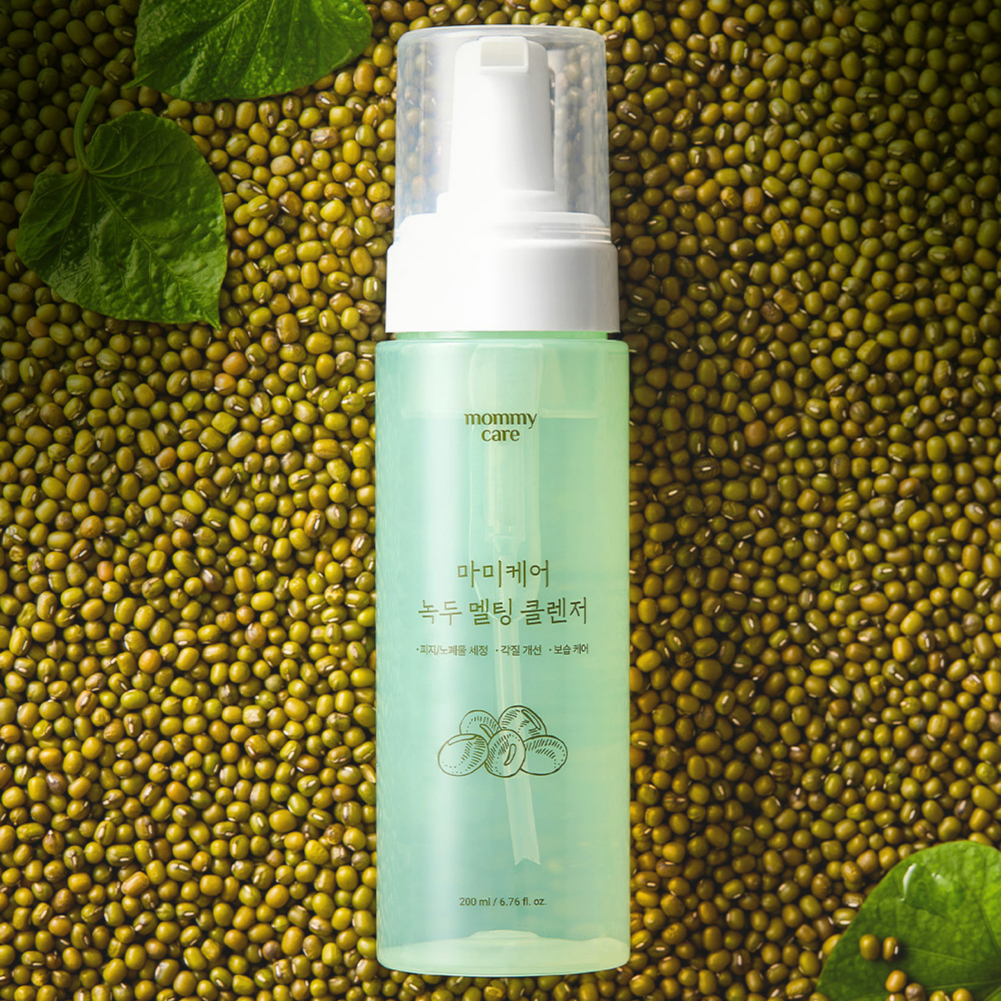 MOMMY CARE Mung Bean Melting Cleanser 200ml – Limpiador Facial Coreano con Extracto de Frijol Mung y Burbujas Desmelting para Piel Suave y Detoxifica