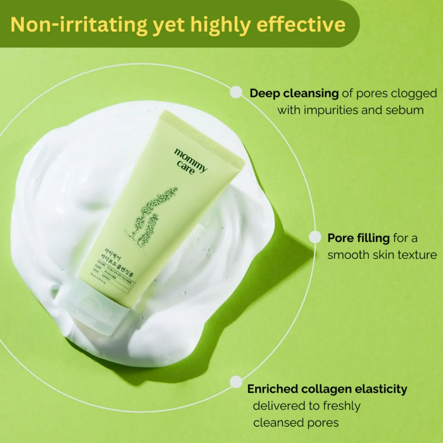 MOMMY CARE Sea Grape Cleansing Foam 120ml – Espuma Limpiadora Coreana con Extracto de Uva Marina, Ácido Hialurónico Triple y Cápsulas Exfoliantes Suaves