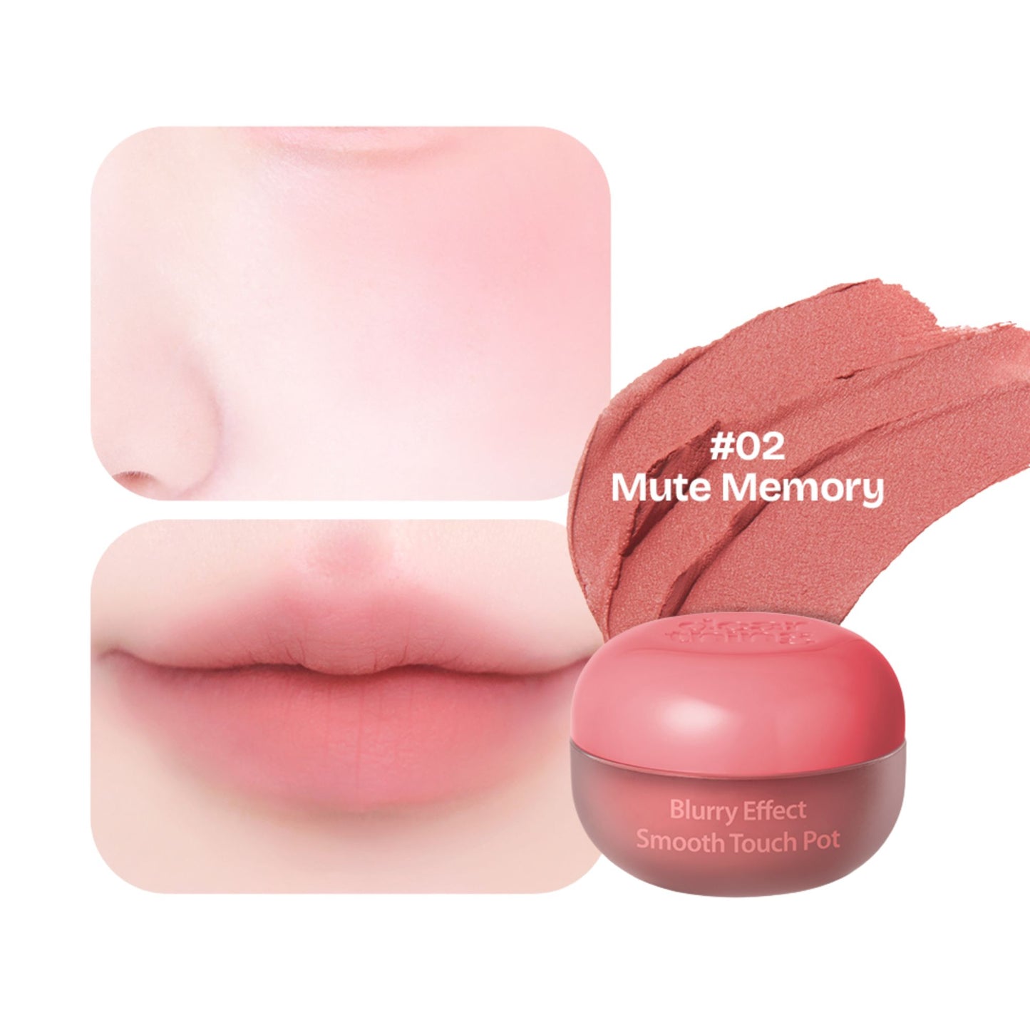 DEARTHING Blurry Effect Smooth Touch Pot #02 Mute Memory – Rubor en Crema con Acabado Terciopelo para Mejillas y Labios