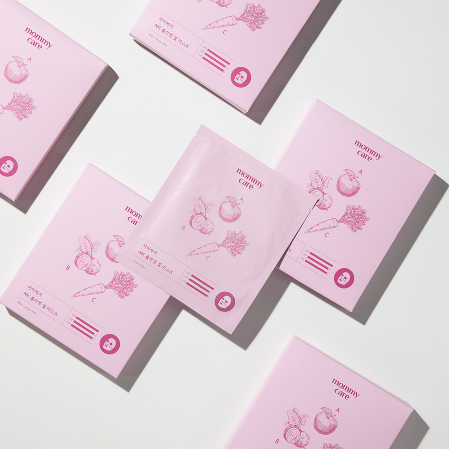 MOMMY CARE ABC Collagen Gel Mask 36g*4pcs – Mascarilla Facial Coreana con Extractos Detox de Manzana, Remolacha y Zanahoria y Colágeno de Baja Molecularidad