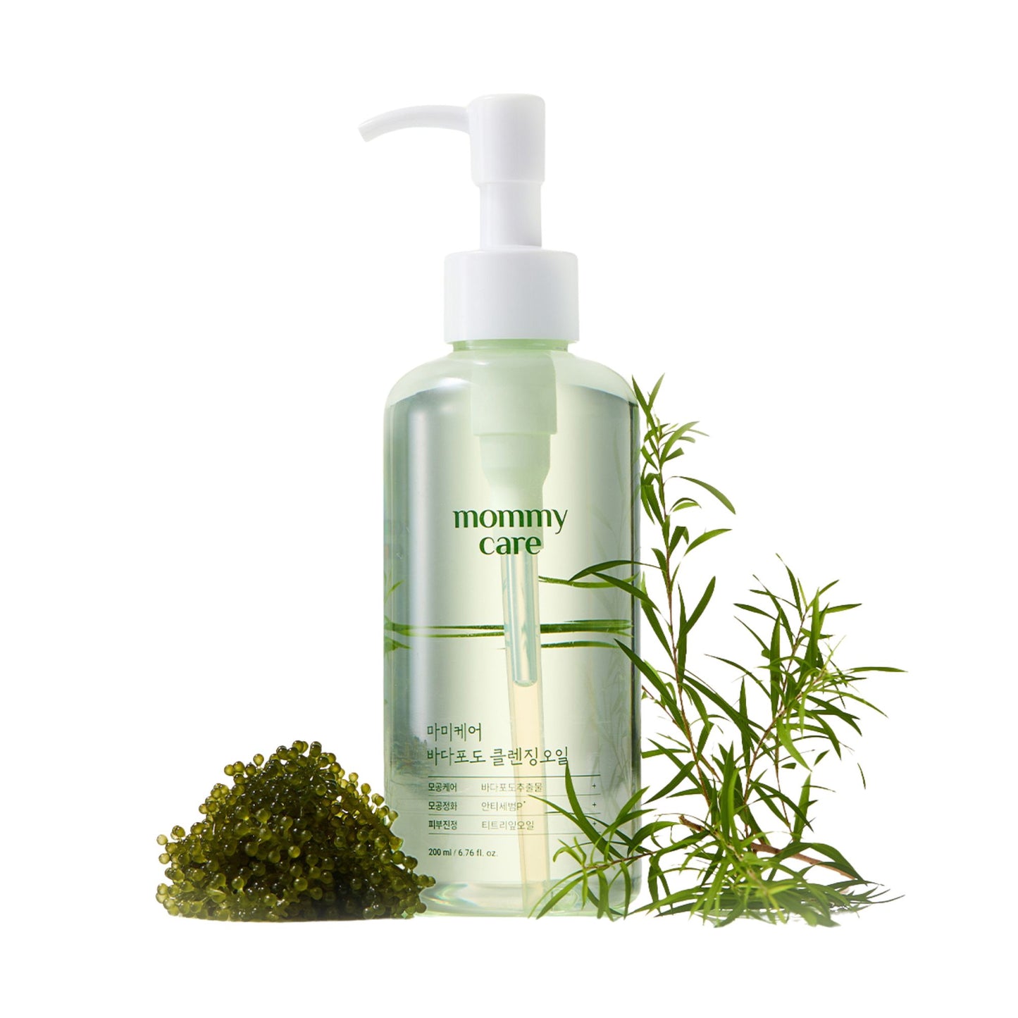 MOMMY CARE Sea Grape Cleansing Oil 200ml – Aceite Limpiador Facial Coreano con Extracto de Uva Marina y Aceite de Árbol de Té para Piel Limpia y Calmante