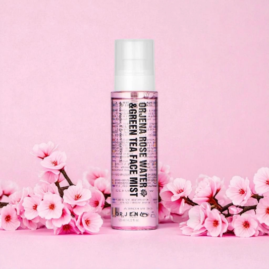 ORJENA Rose Water & Green Tea Face Mist 125ml – Bruma Facial Hidratante y Antioxidante con Extractos Naturales de Rosa y Té Verde