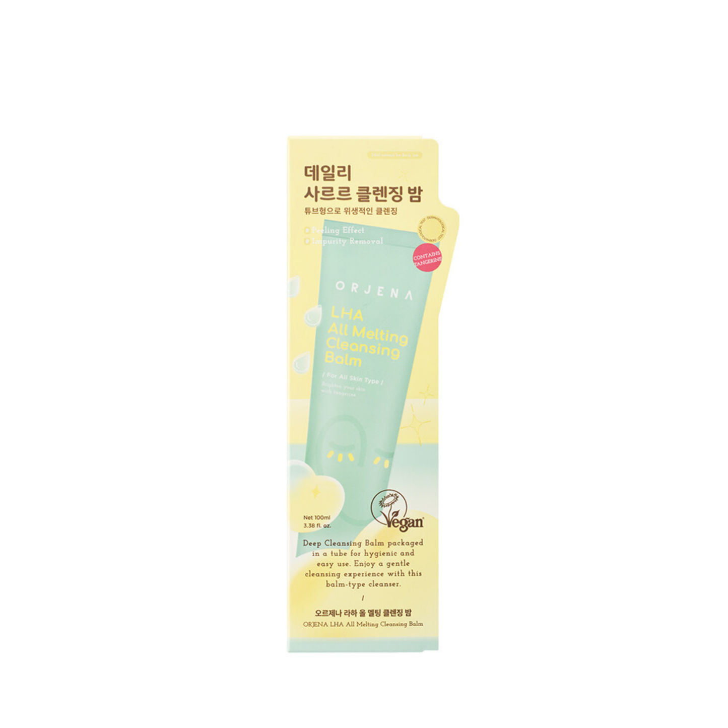 ORJENA LHA All Melting Cleansing Balm 100ml – Bálsamo Limpiador Desmaquillante con Ácido Lipo-Hidroxi (LHA) para Exfoliación Suave y Control de Sebo