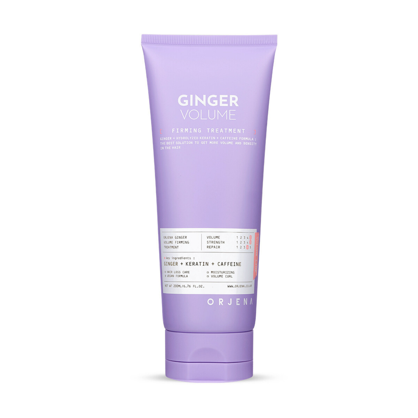 ORJENA Ginger Volume Firming Treatment 200ml – Tratamiento Voluminizador con Extracto de Jengibre, Keratina y Cafeína para Fortalecer y Nutrir el Cabello