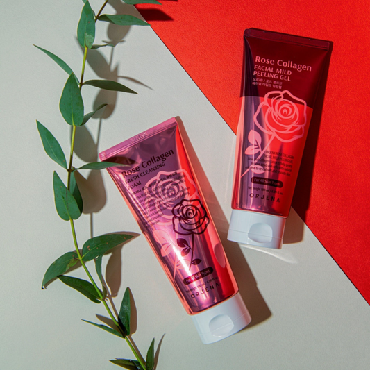 ORJENA Rose Collagen Facial Mild Peeling Gel 180ml – Gel Exfoliante Facial Suave con Extracto de Rosa y Colágeno para Piel Hidratada y Renovada
