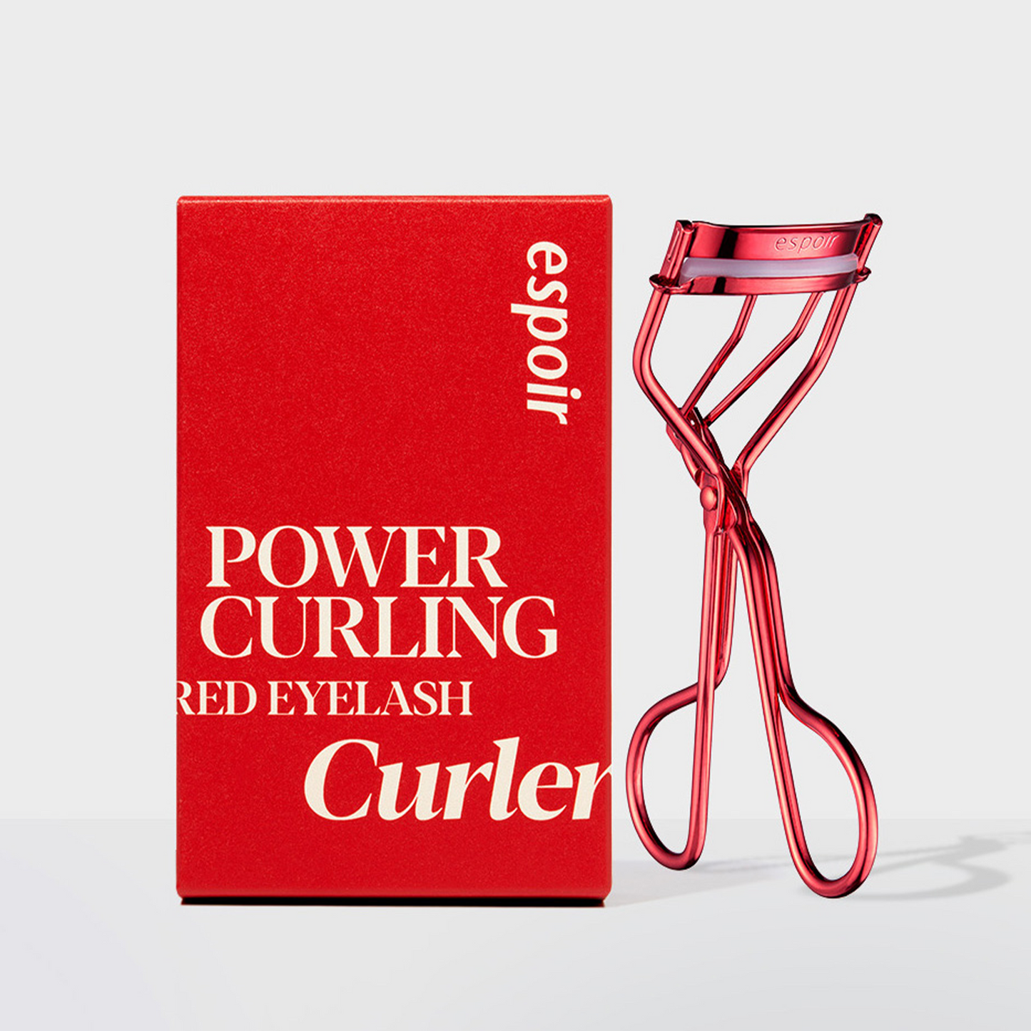 Espoir Power Curling Red Eyelash Curler - Rizador de Pestañas Rojo para Rizo Natural C-Curl Voluminoso, Duradero y Sin Pellizcos