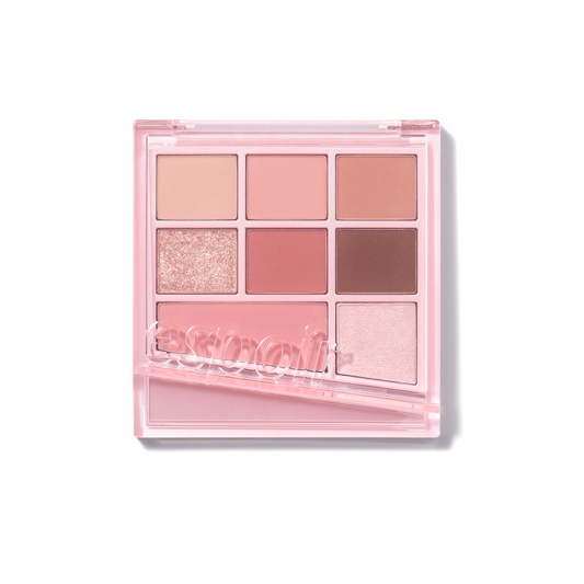 Espoir Real Eye Palette All New #3 Rosy Bb 5.9g - Paleta de Sombras Rosa Bebé Multiuso para Ojos, Mejillas, Cejas y Contour con Acabados Variados