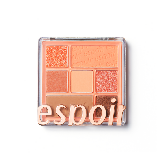 Espoir Real Eye Palette #1 Peachy Like 5.9g - Paleta de Sombras Durazno Multiuso para Ojos, Mejillas y Cejas con Acabados Mate-Shimmer Naturales