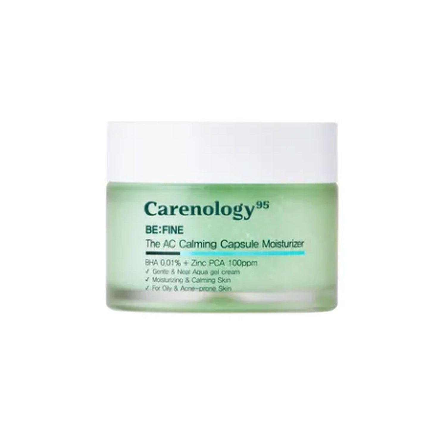 Carenology95 BE:FINE The AC Calming Moisturizer 55g – Crema Hidratante Calmante para Piel Sensible con Ácido Salicílico, Zinc PCA y Extracto de Centella Asiática