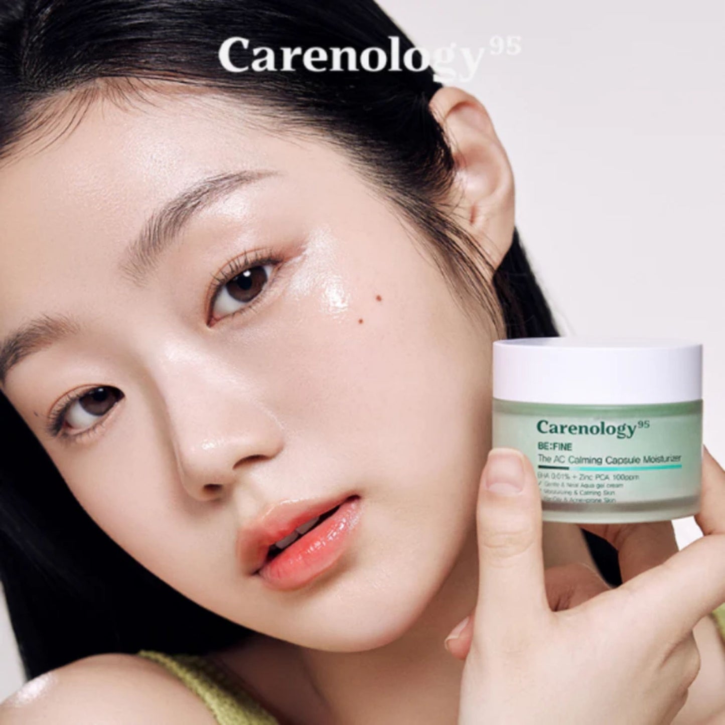 Carenology95 BE:FINE The AC Calming Moisturizer 55g – Crema Hidratante Calmante para Piel Sensible con Ácido Salicílico, Zinc PCA y Extracto de Centella Asiática