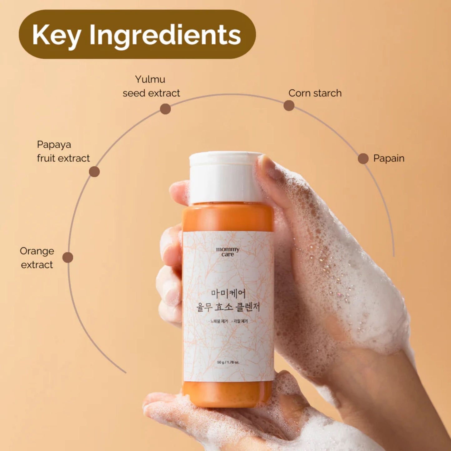 MOMMY CARE Yulmu Enzyme Cleanser 50g – Limpiador Facial en Polvo con Extracto Natural de Yulmu y Enzima de Papaya para Piel Suave y Renovada