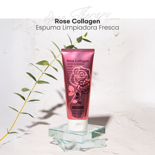 ORJENA Rose Collagen Fresh Cleansing Foam 180ml – Espuma Limpiadora Facial Nutritiva con Extracto de Rosa y Colágeno para Piel Suave y Elástica