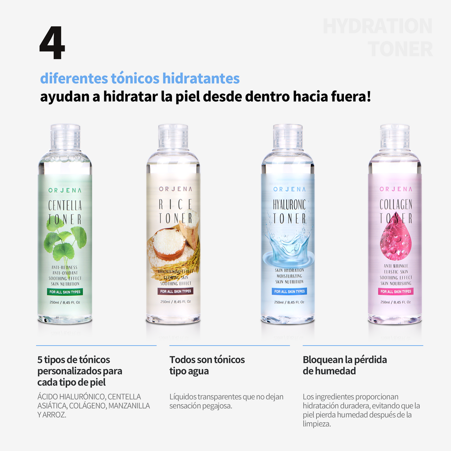 ORJENA Centella Toner 250ml – Tónico Facial Calmante e Hidratante con Extracto de Centella Asiática para Todo Tipo de Piel