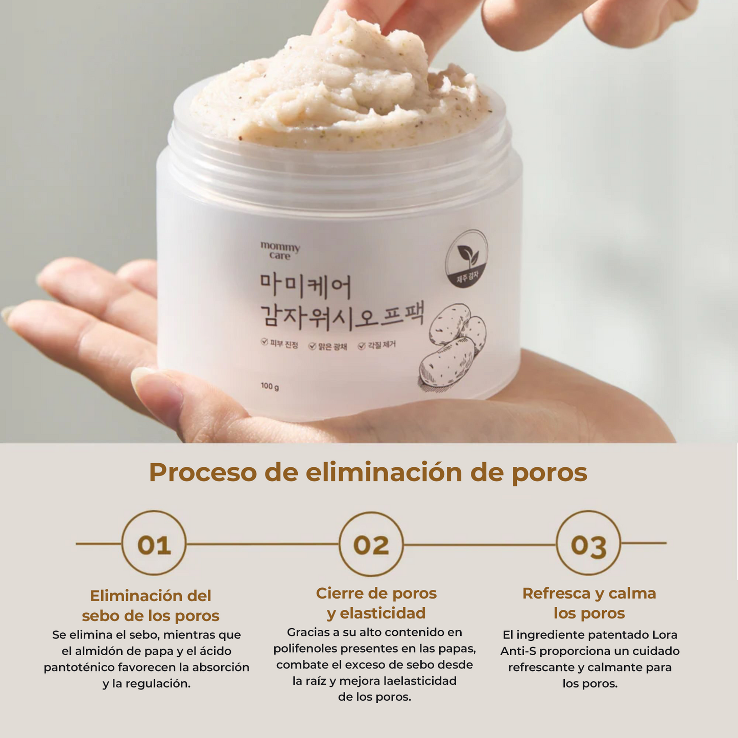 MOMMY CARE Potato Wash Off Pack 100g – Mascarilla Facial Coreana con Extracto de Papa para Purificar, Abrir y Reducir Poros
