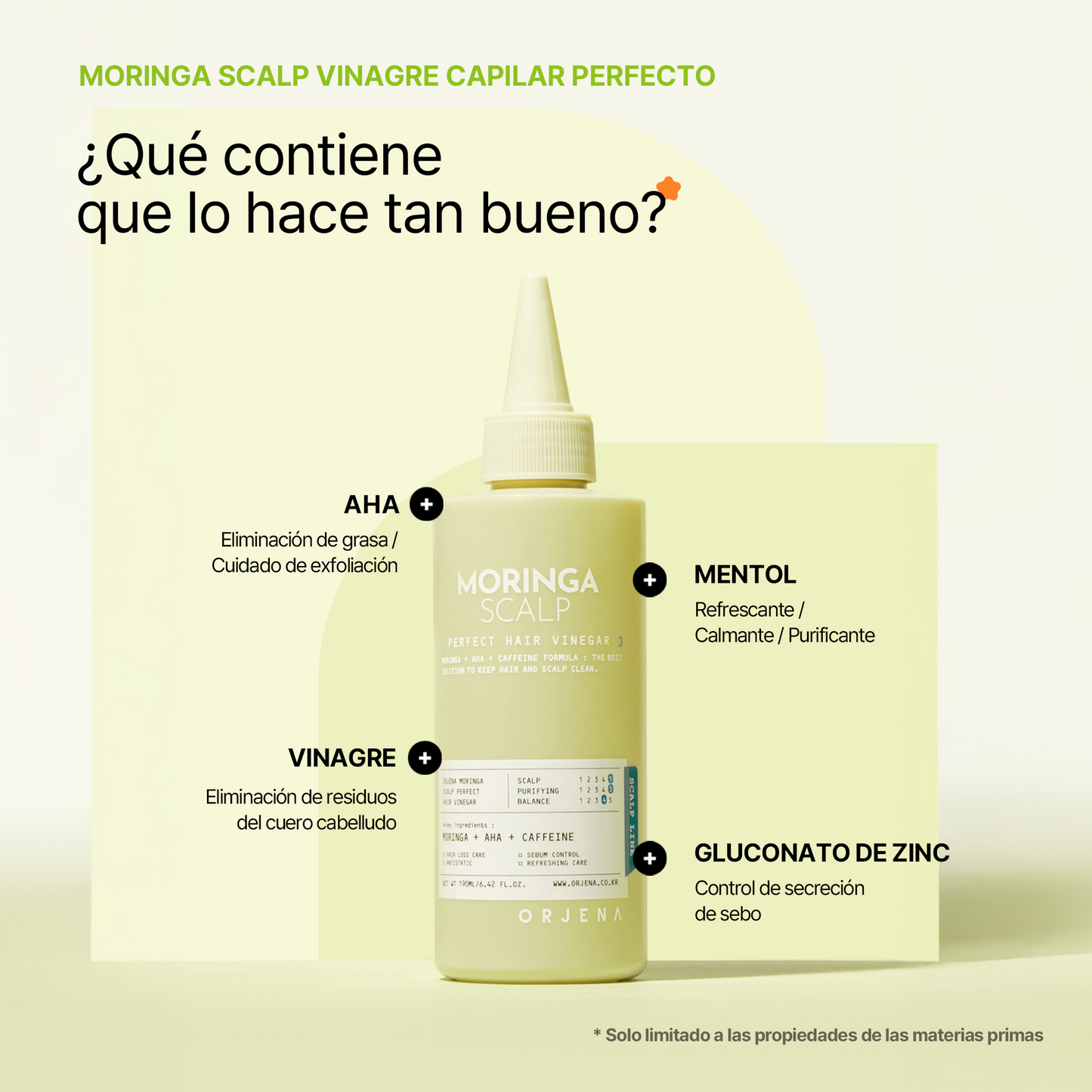 ORJENA Moringa Scalp Perfect Hair Vinegar 190ml – Vinagre Capilar Hidratante con Extracto de Moringa para Equilibrar pH y Controlar Sebo