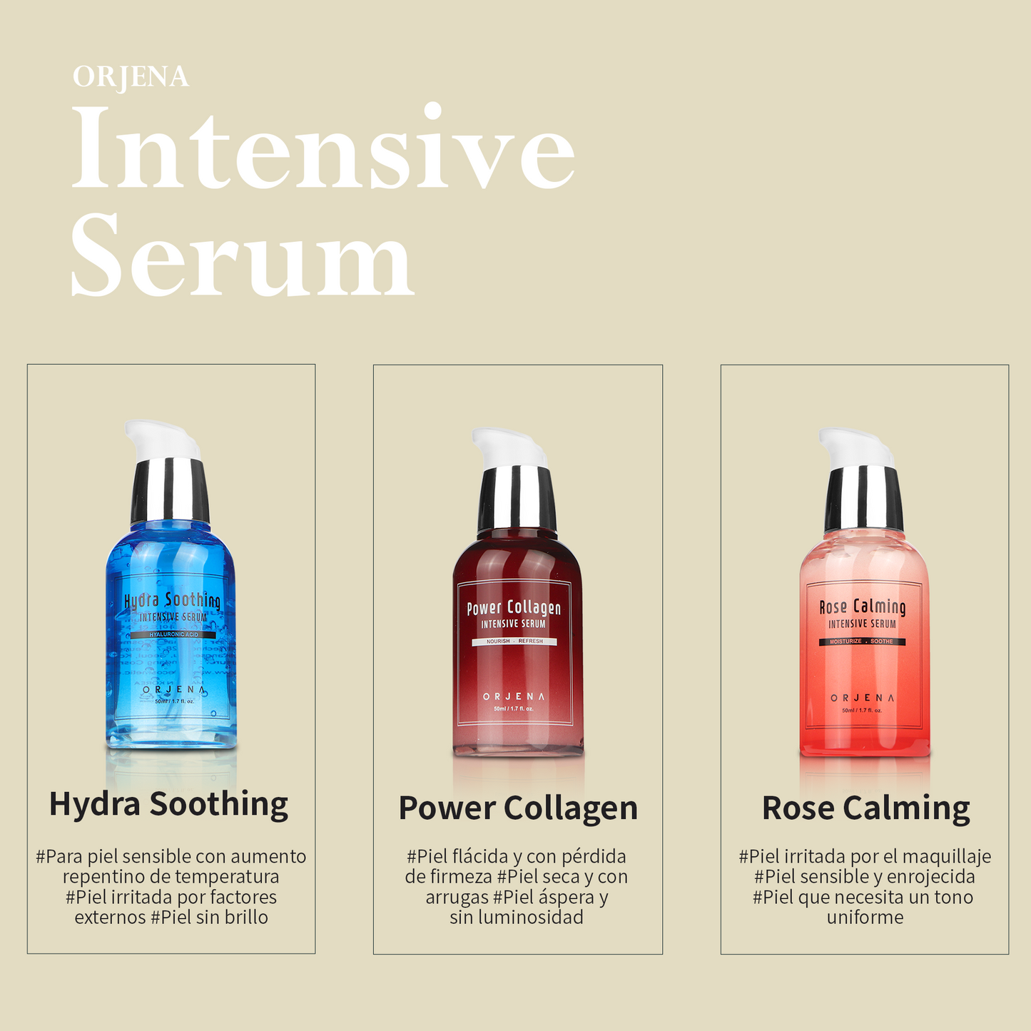 ORJENA Rose Calming Intensive Serum 50ml – Suero Facial Calmante e Hidratante con Agua de Rosas, Ácido Hialurónico Triple y Centella Asiática