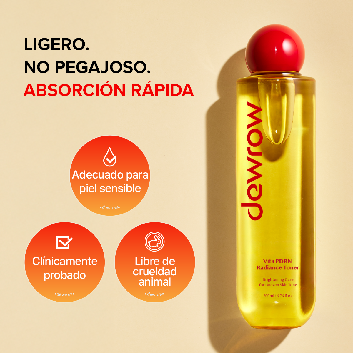 dewrow Tónico Glow Refinador de Poros y Textura